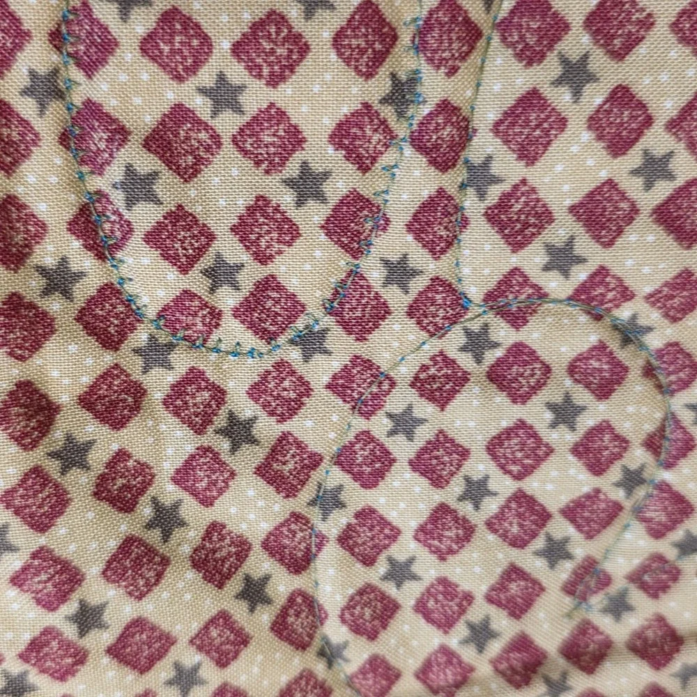 Handmade Teddy Bear Patchwork Quilt Wall Hanging Blue Teal Red Brown Nursery
